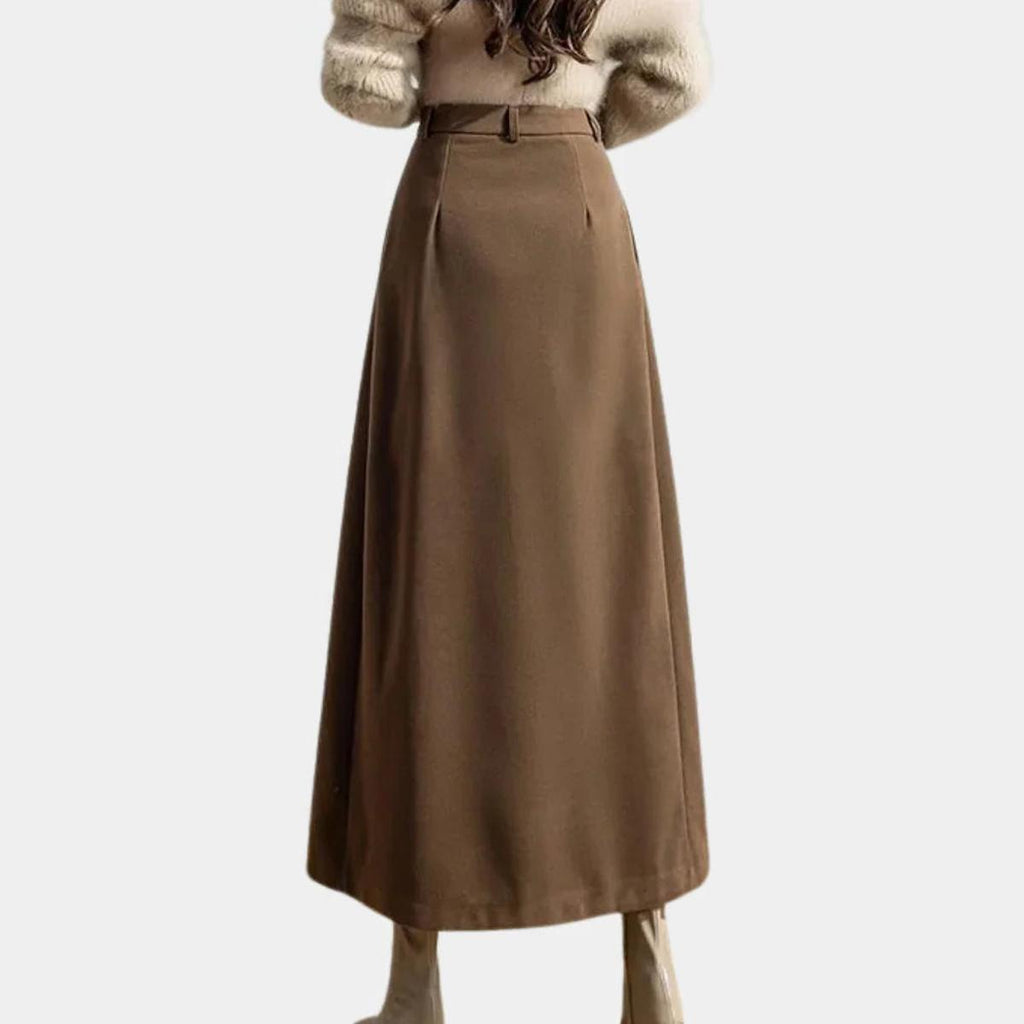 Ankle-Length A-Line Wool Skirt for Women | Stretch Fabric | Versatile Everyday Wear
