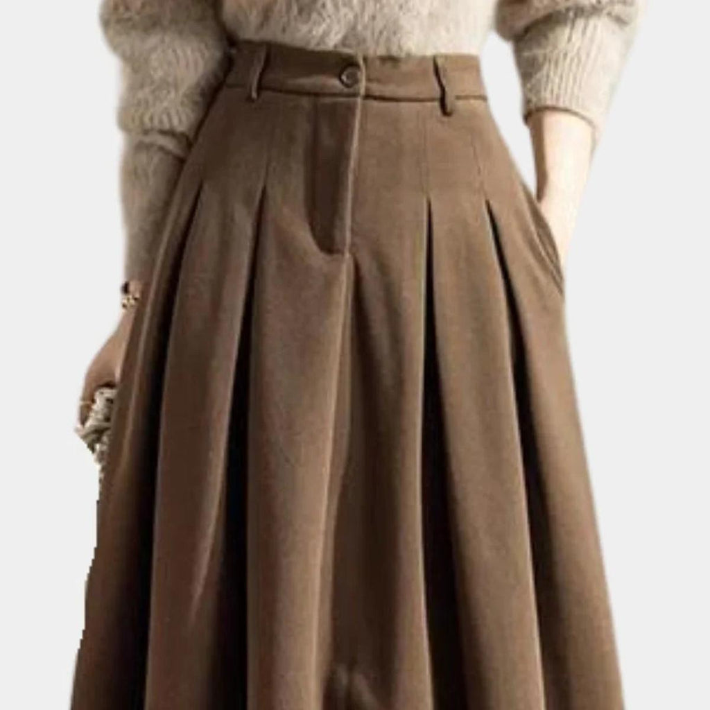 Ankle-Length A-Line Wool Skirt for Women | Stretch Fabric | Versatile Everyday Wear