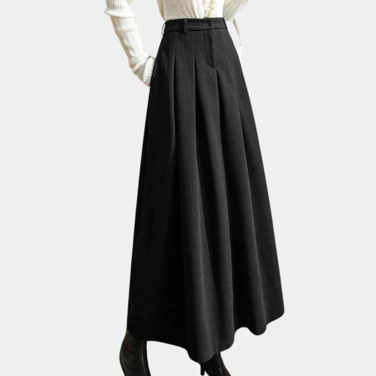 Ankle-Length A-Line Wool Skirt for Women | Stretch Fabric | Versatile Everyday Wear