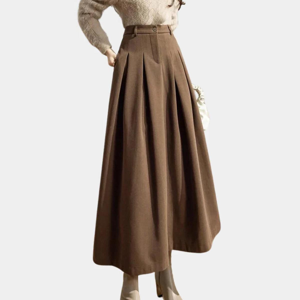 Ankle-Length A-Line Wool Skirt for Women | Stretch Fabric | Versatile Everyday Wear