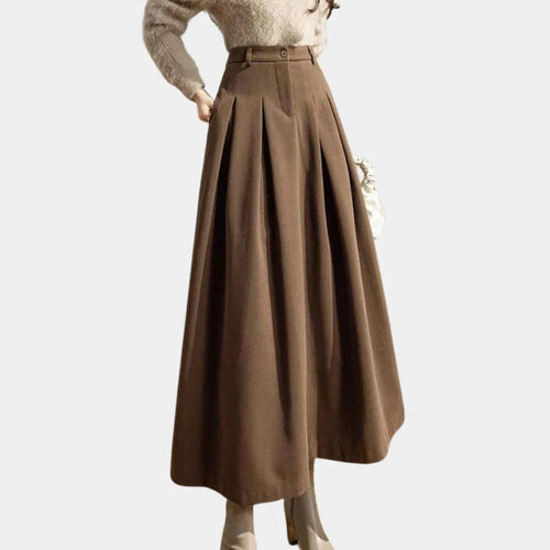 Ankle-Length A-Line Wool Skirt for Women | Stretch Fabric | Versatile Everyday Wear