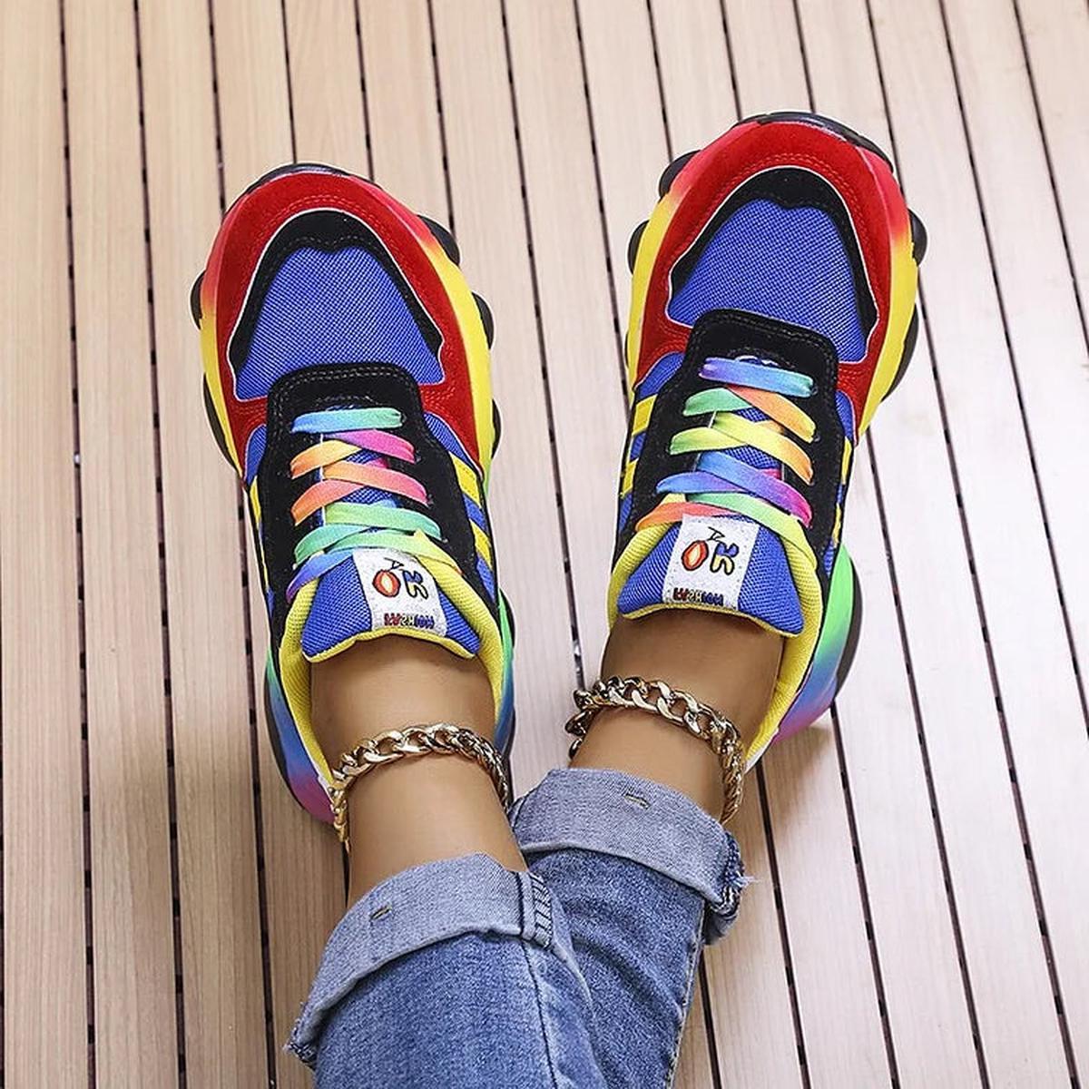 Arch Support Orthopedic Shoes for Comfort - Colorful Rainbow Design for Everyday Wear