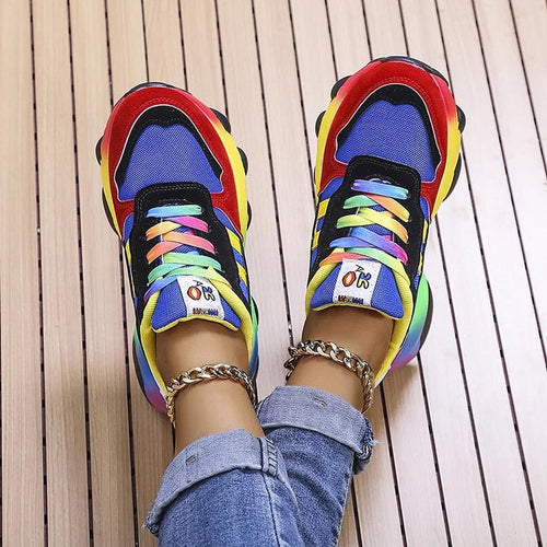 Arch Support Orthopedic Shoes for Comfort - Colorful Rainbow Design for Everyday Wear