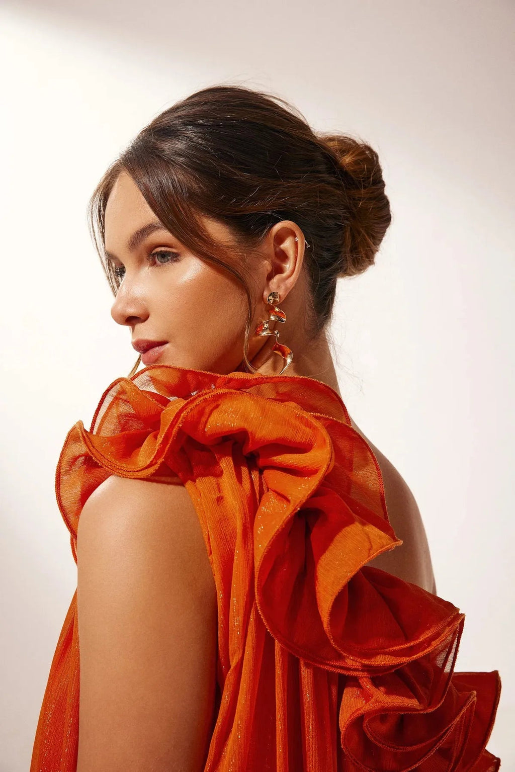 Asymmetric One-Shoulder Floral Evening Gown for Formal Events - Elegant Dress in Lightweight Fabric