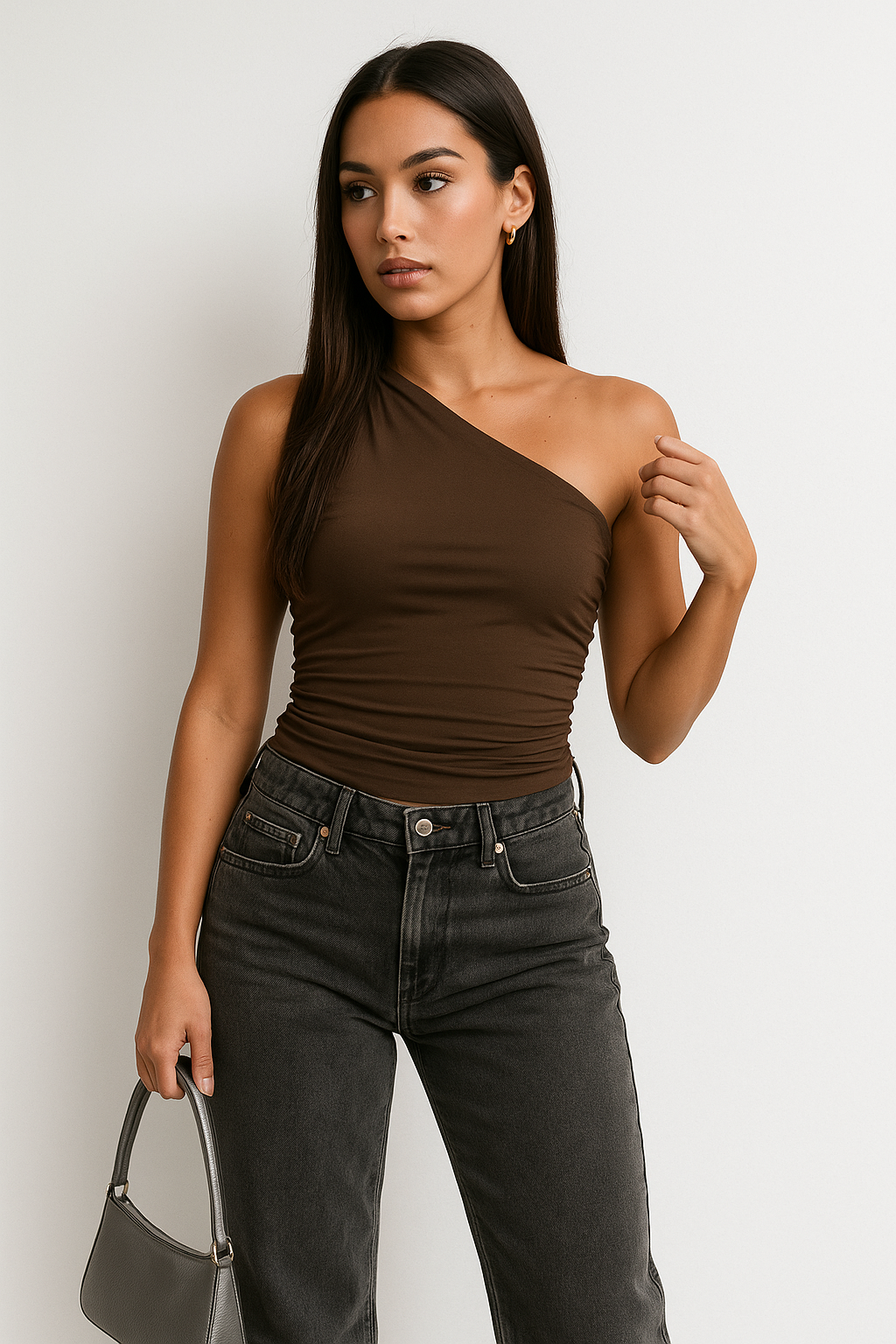 Asymmetrical One-Shoulder Tank Top in Soft Fabric for Casual Wear and Layering Options