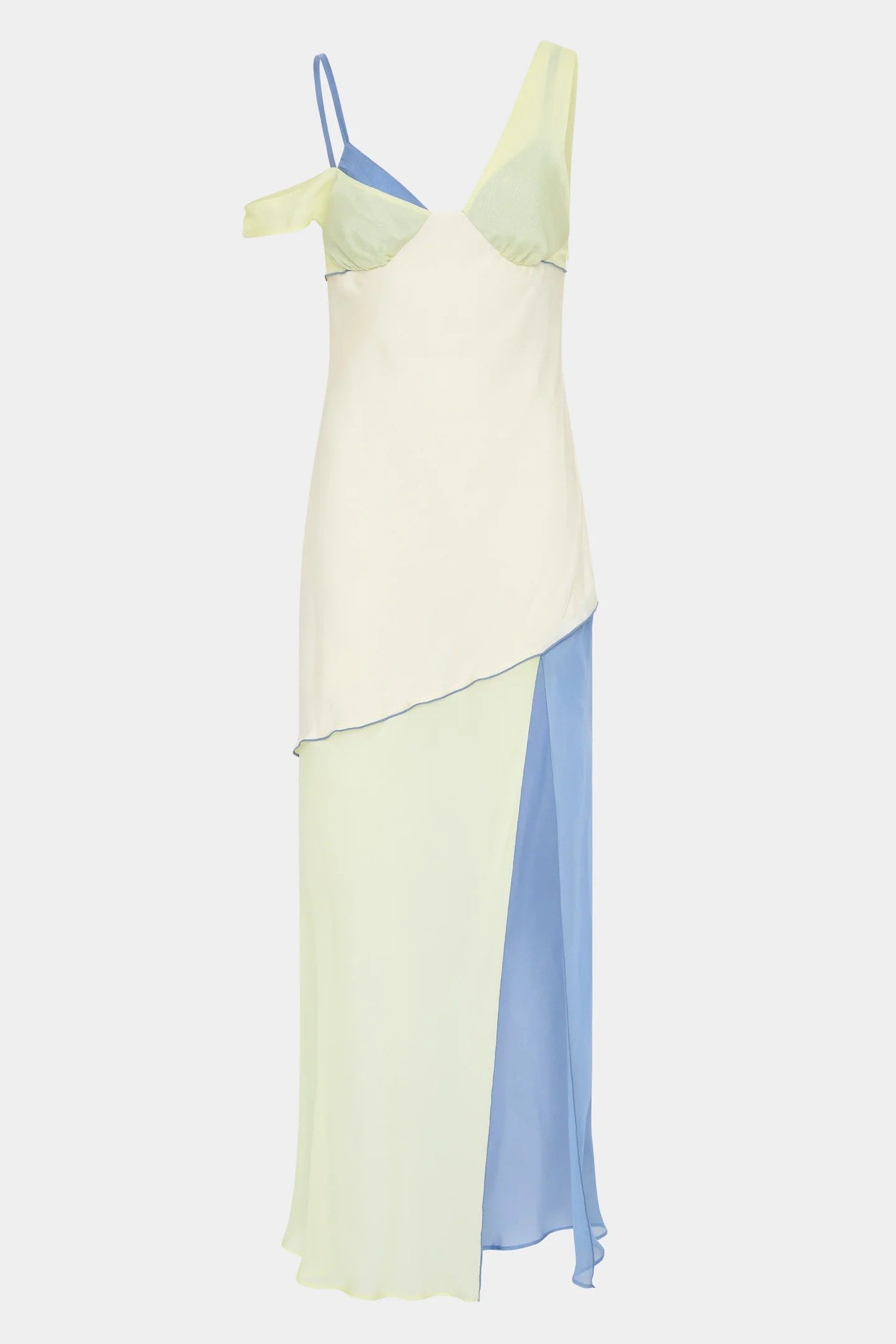 Asymmetrical Pastel Maxi Dress for Women - Elegant Lightweight Fabric for Casual or Formal Occasions