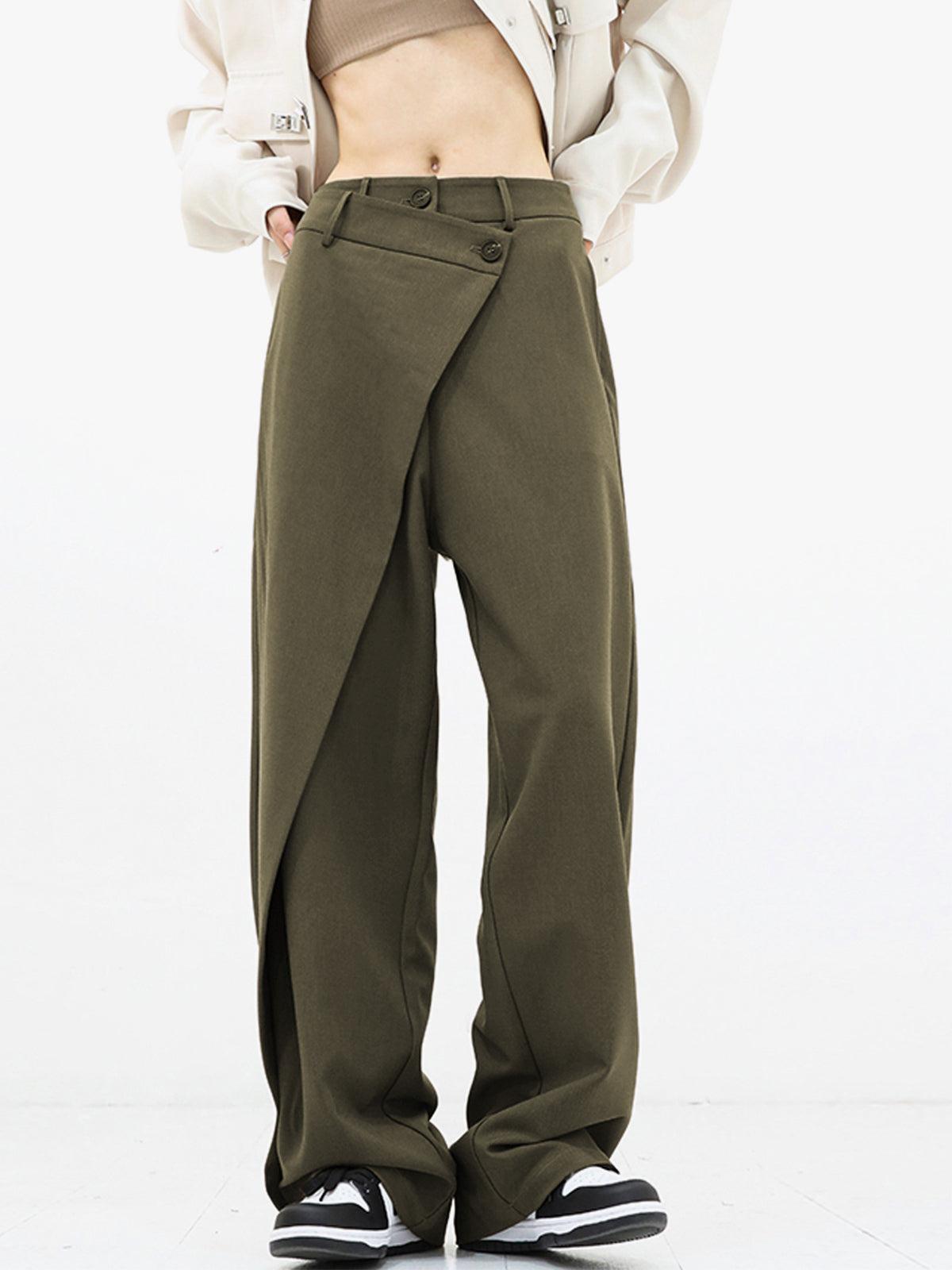 Asymmetrical Relaxed Fit Trousers in Soft Fabric for Casual Wear