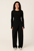 Asymmetrical Relaxed Fit Trousers in Soft Fabric for Casual Wear