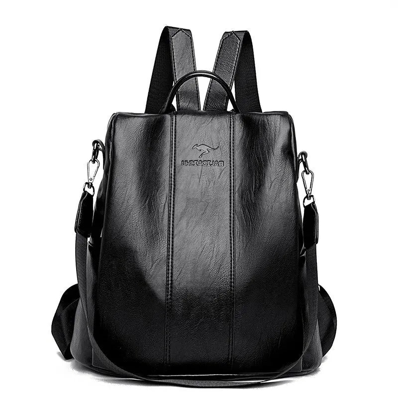 Black Leather Backpack - Sleek Design for Travel, Work, or Daily Use - Stylish and Durable