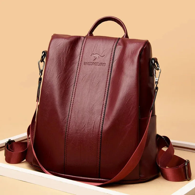 Black Leather Backpack - Sleek Design for Travel, Work, or Daily Use - Stylish and Durable