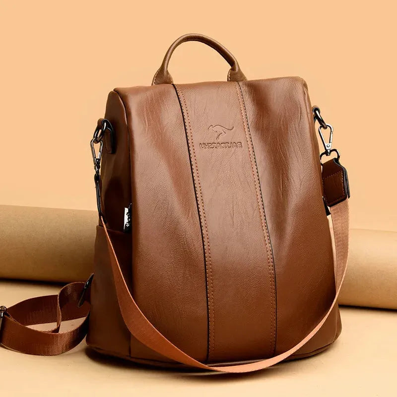 Black Leather Backpack - Sleek Design for Travel, Work, or Daily Use - Stylish and Durable