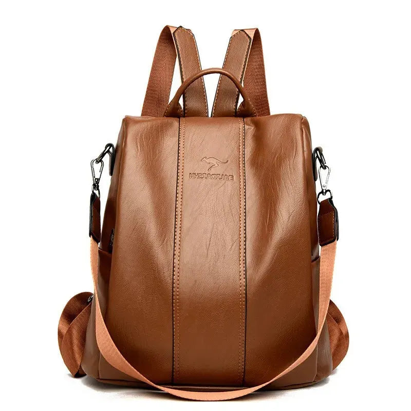 Black Leather Backpack - Sleek Design for Travel, Work, or Daily Use - Stylish and Durable