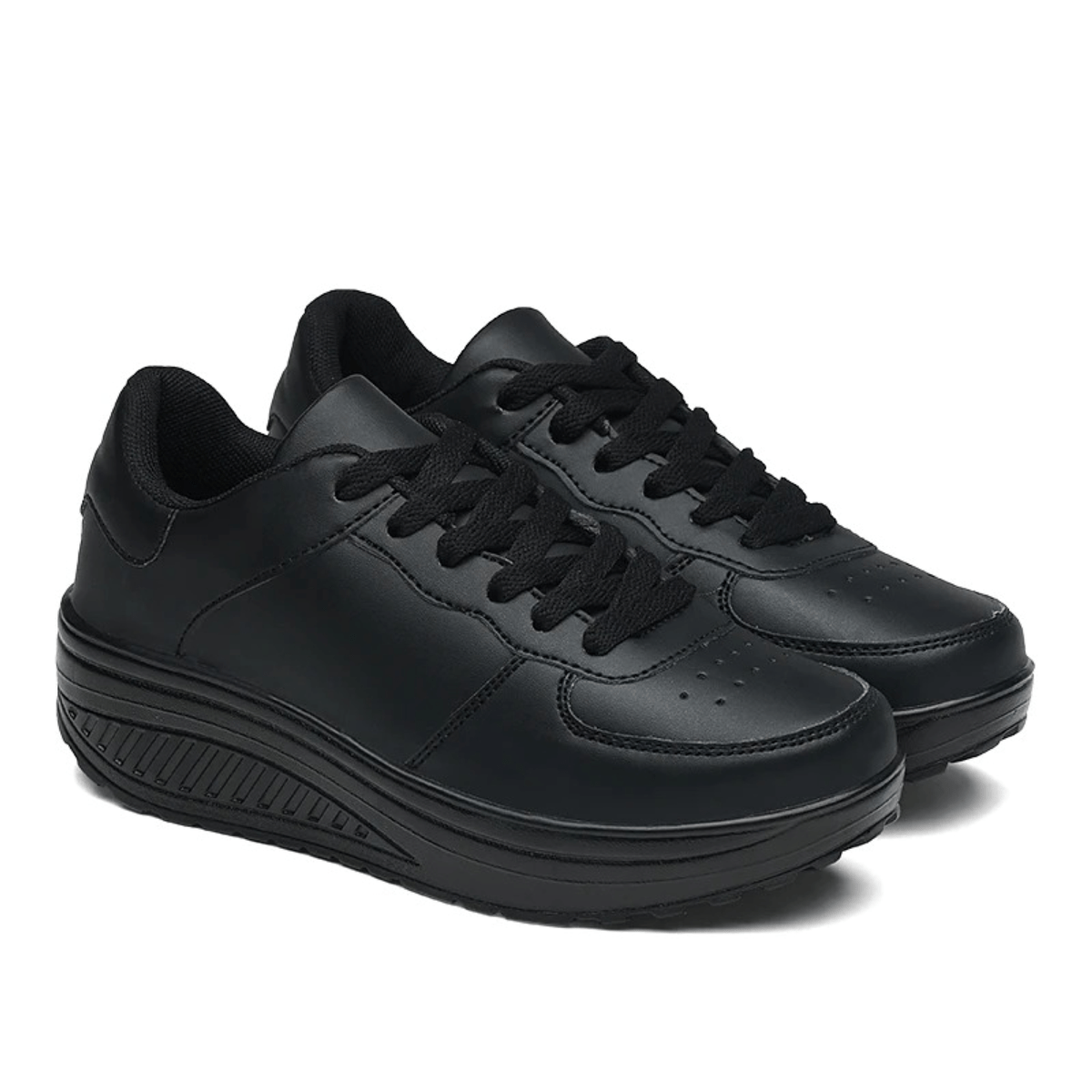 Black Leather Sneakers for Women - Casual Style Footwear for Everyday Wear