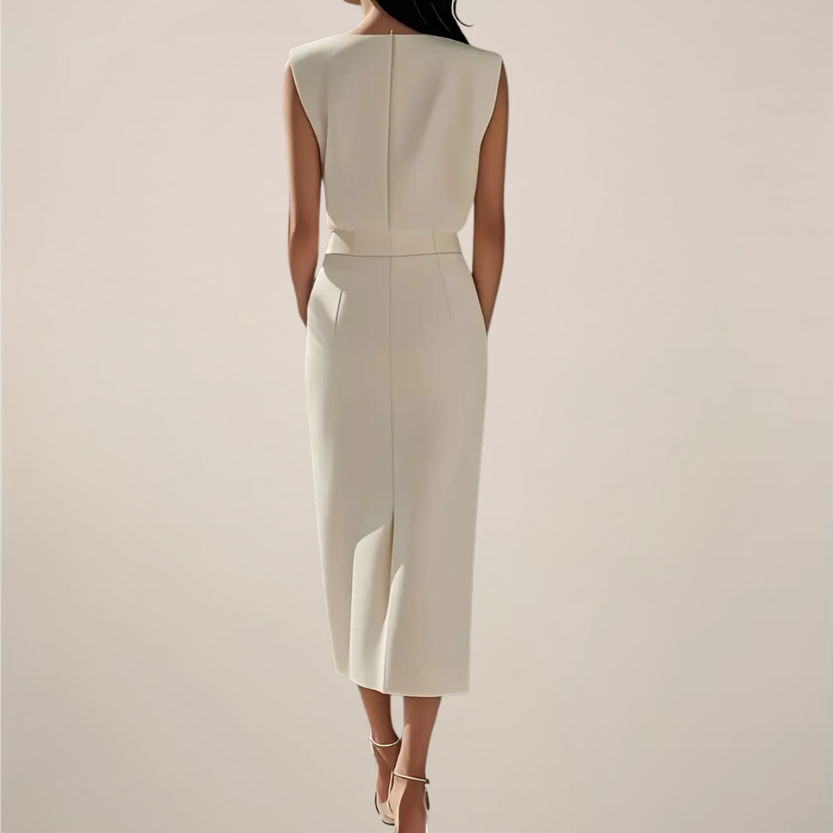 Button Detail Elegant Midi Dress with Side Slit for Women - Perfect for Casual or Formal Occasions
