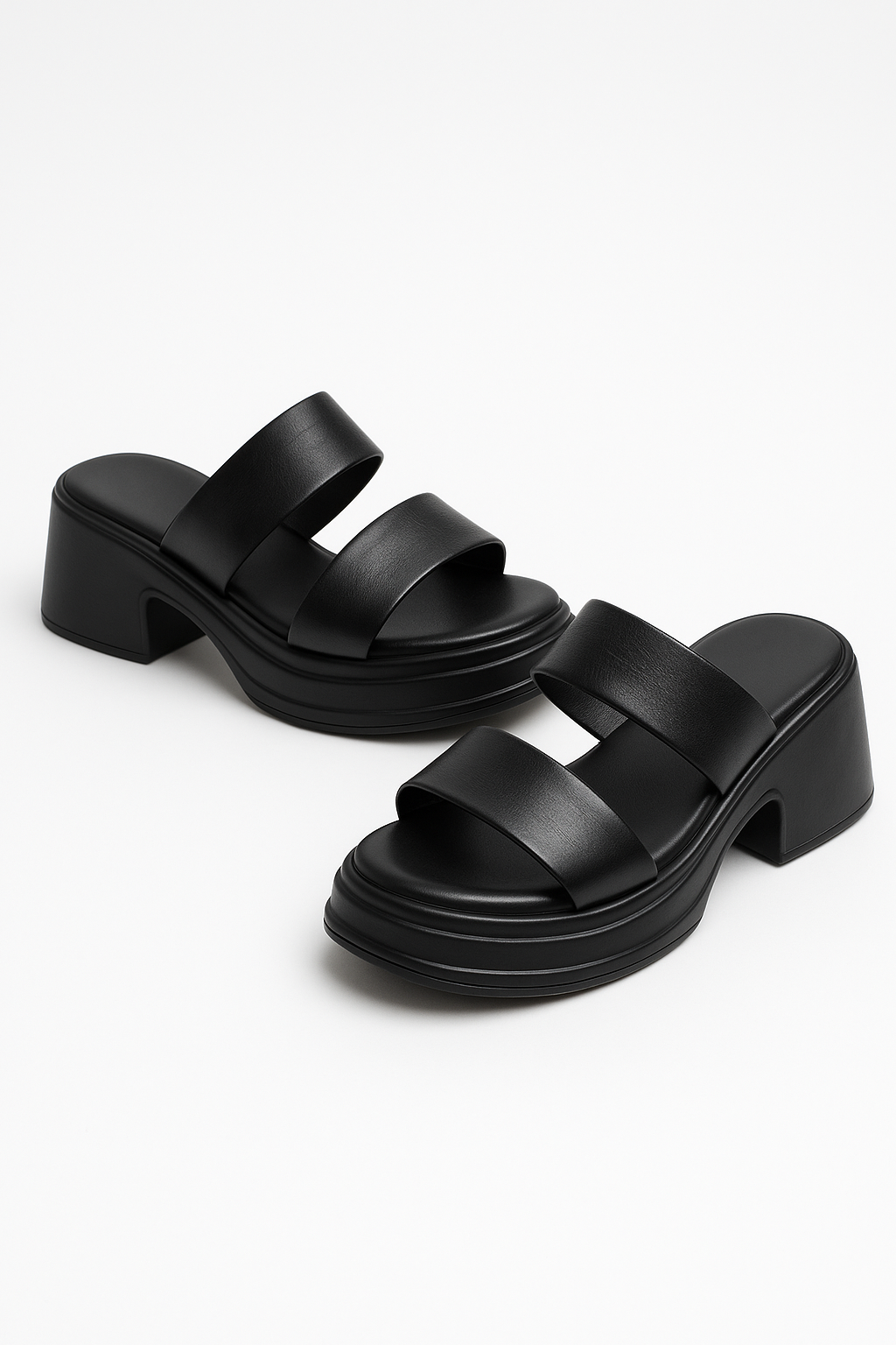 Calf Leather Chunky High Heel Sandals for Women - Stylish Summer Footwear for Casual and Dressy Occasions