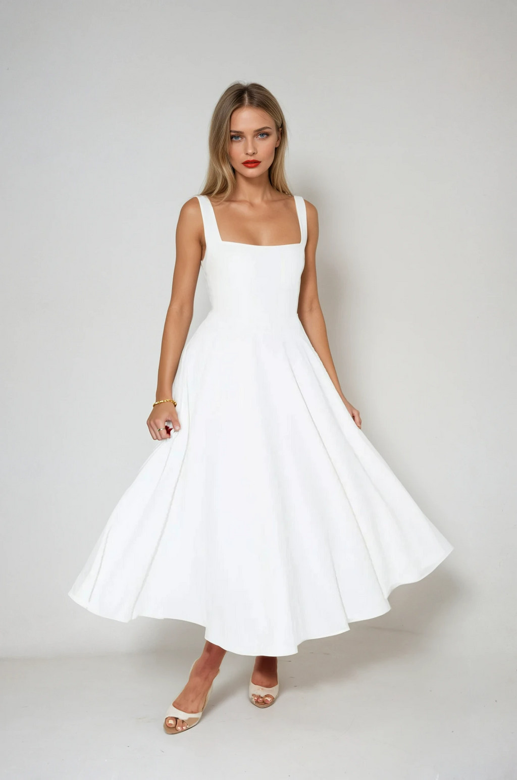 Cocktail Midi Dress in Celeste Charm Design - Elegant Party Wear for Women, Perfect for Special Occasions