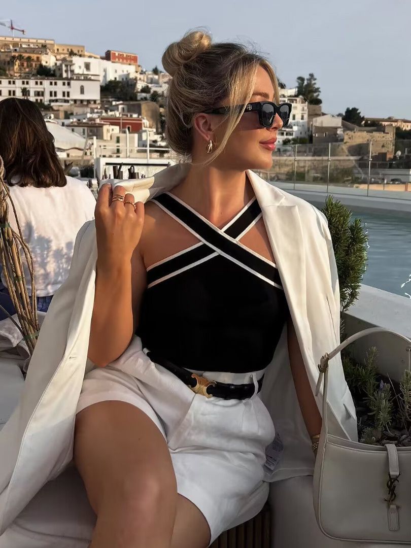 Crossed Tank Top - Lightweight Fabric - Casual Style - Perfect for Everyday Wear