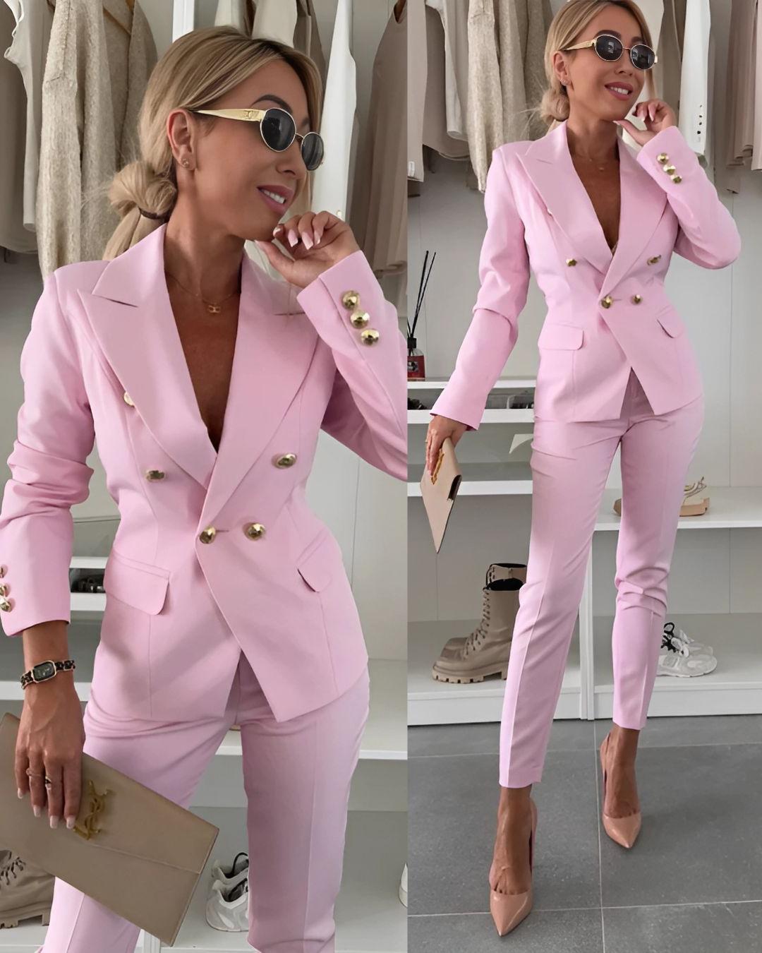 Double-Breasted Women's Suit Jacket - Tailored Fit, Elegant Design for Professional and Formal Wear