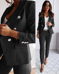 Double-Breasted Women's Suit Jacket - Tailored Fit, Elegant Design for Professional and Formal Wear