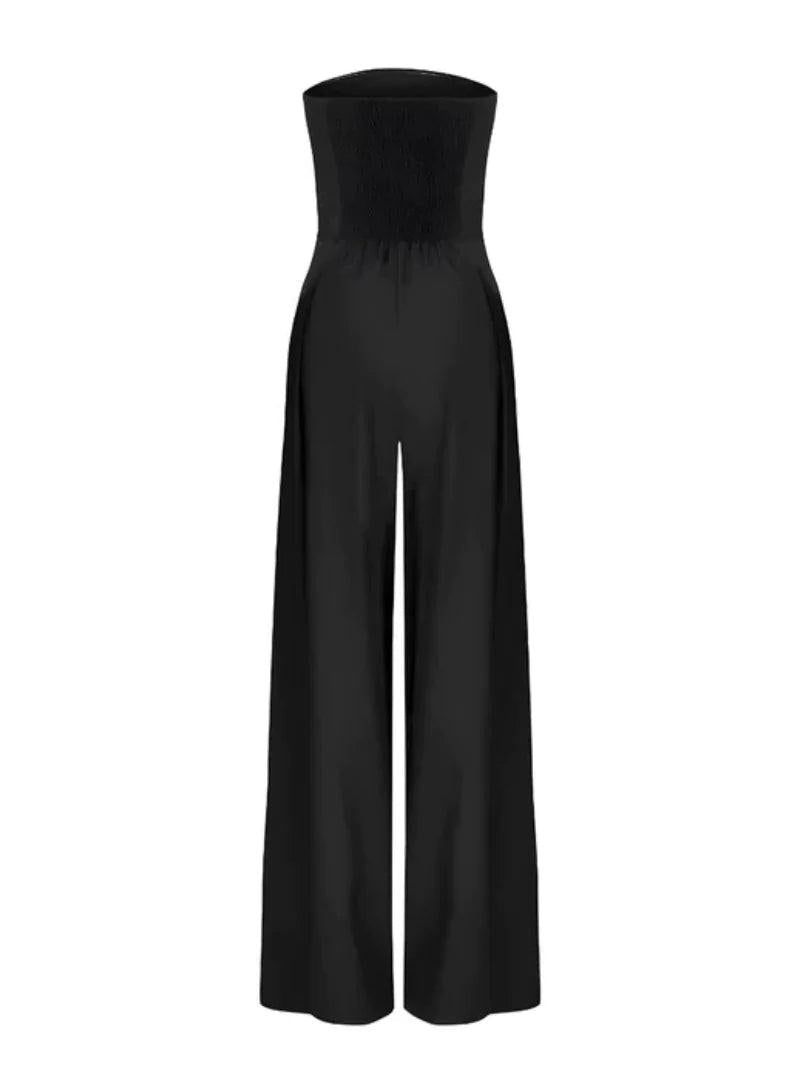 Elegant Strapless Loose Fit Jumpsuit for Women - Lightweight Fabric, Perfect for Casual or Formal Occasions