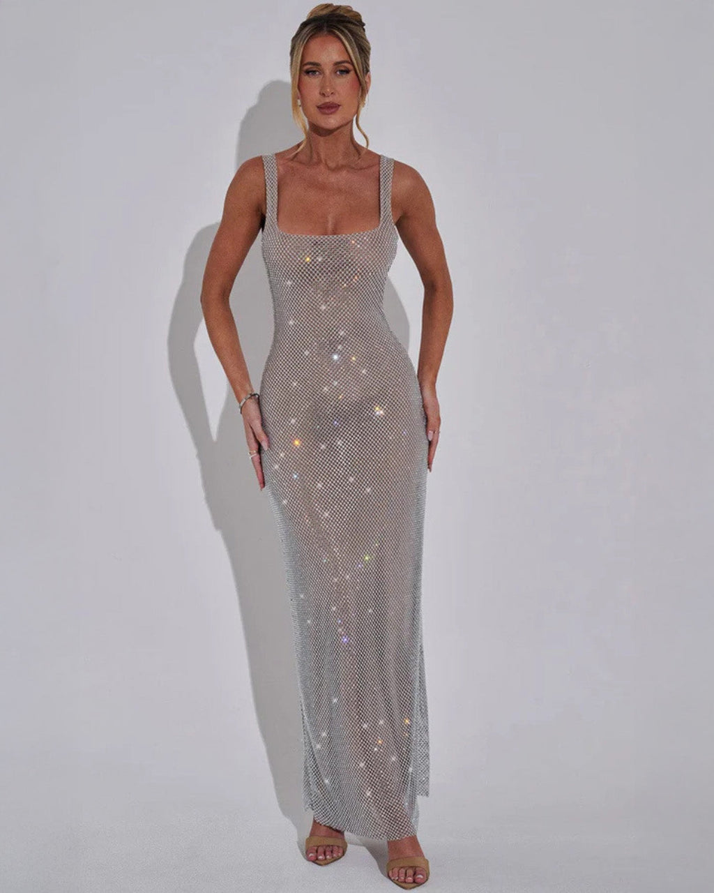Embellished Evening Gown for Formal Events - Elegant Celeste Design in Luxurious Fabric