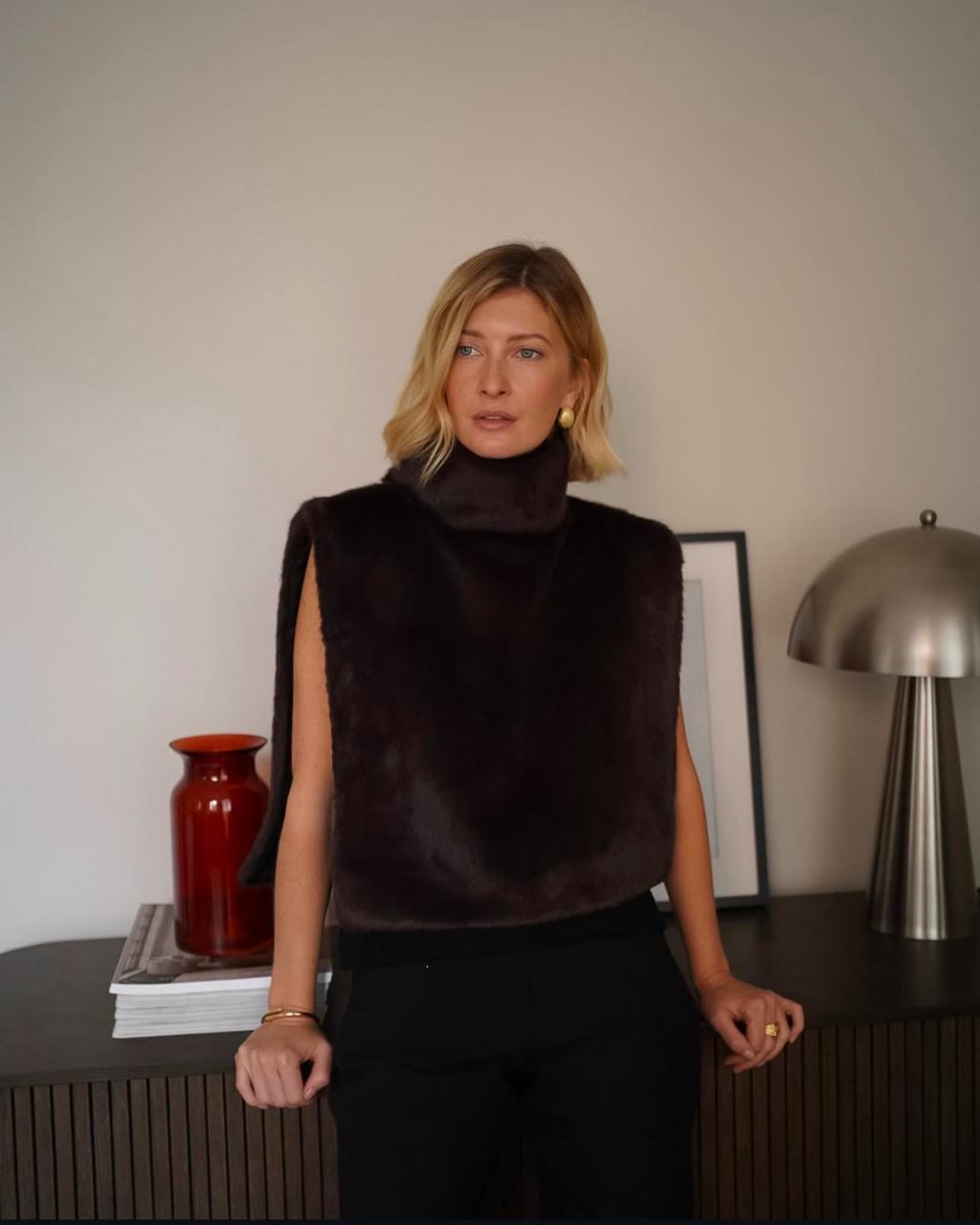 Faux Fur Turtleneck Vest for Women - Stylish Layering Piece for Casual and Chic Outfits