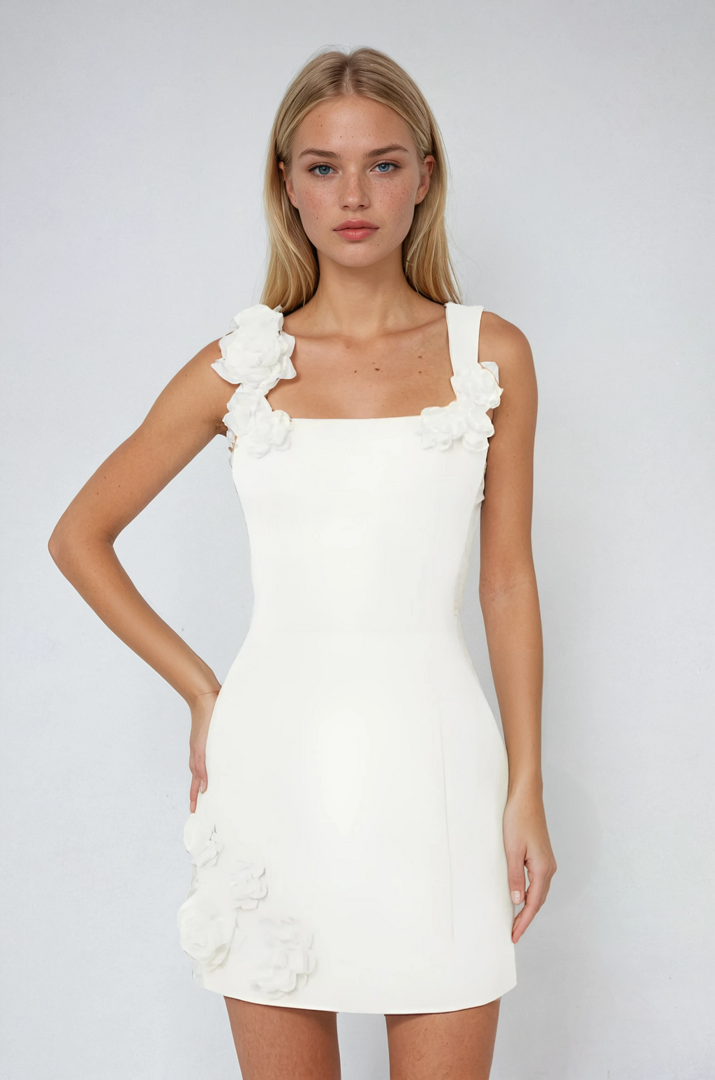 Floral Appliqué Mini Dress in Pink - Summer Cocktail Style for Parties and Events