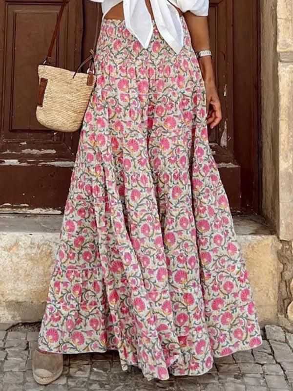 Floral Print Maxi Skirt for Women | Lightweight Boho Style | Summer Casual Wear | Comfortable and Versatile Fashion