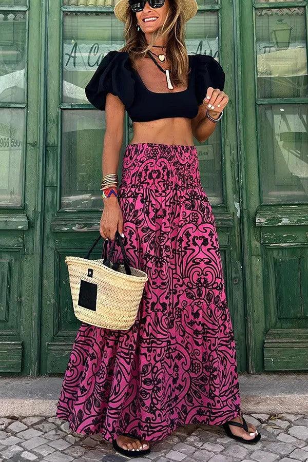 Floral Print Maxi Skirt for Women | Lightweight Boho Style | Summer Casual Wear | Comfortable and Versatile Fashion