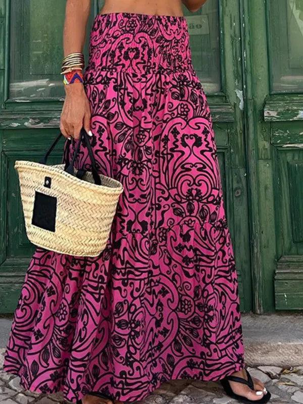 Floral Print Maxi Skirt for Women | Lightweight Boho Style | Summer Casual Wear | Comfortable and Versatile Fashion