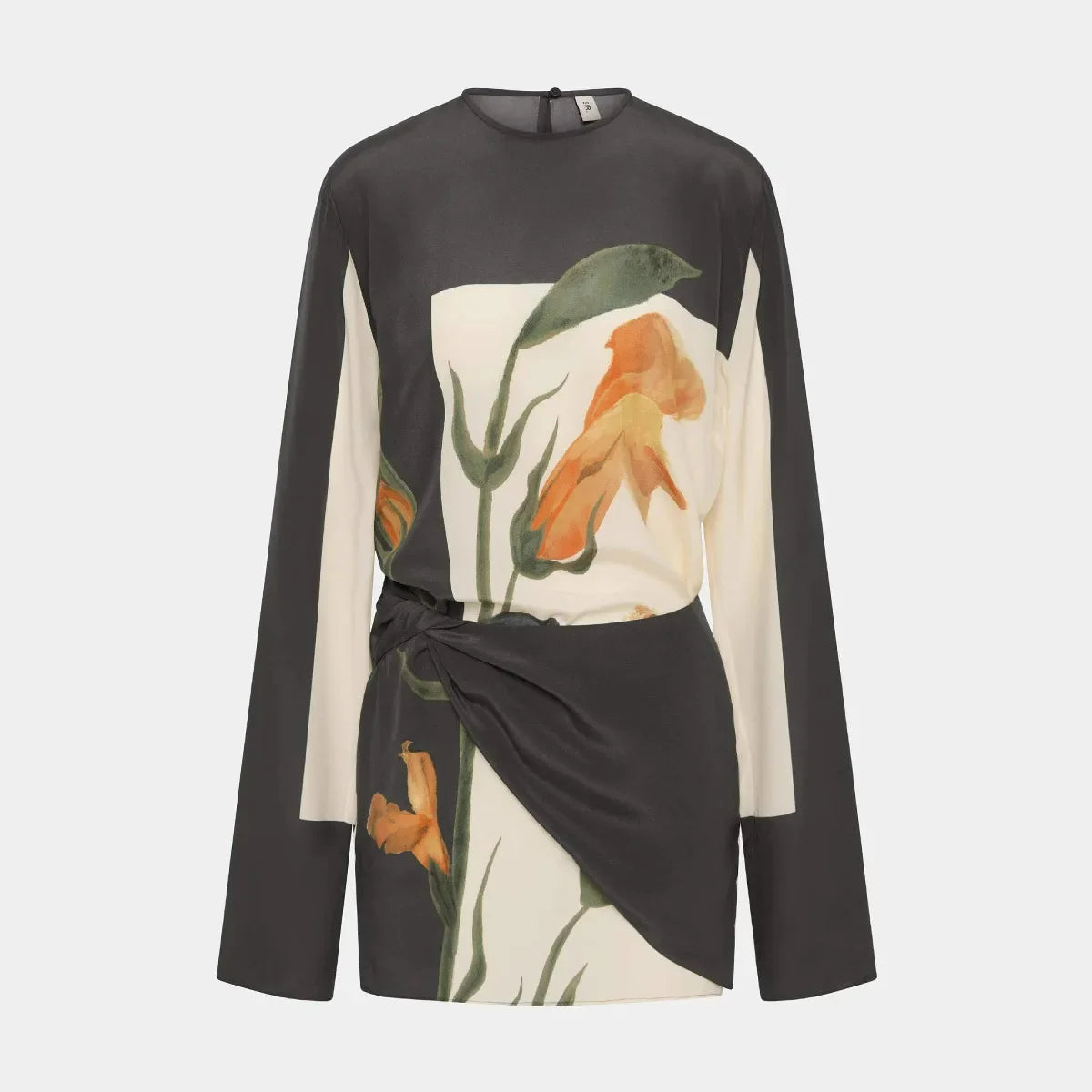 Floral Twist Mini Dress in Lightweight Fabric - Cocktail Party Dress for Women