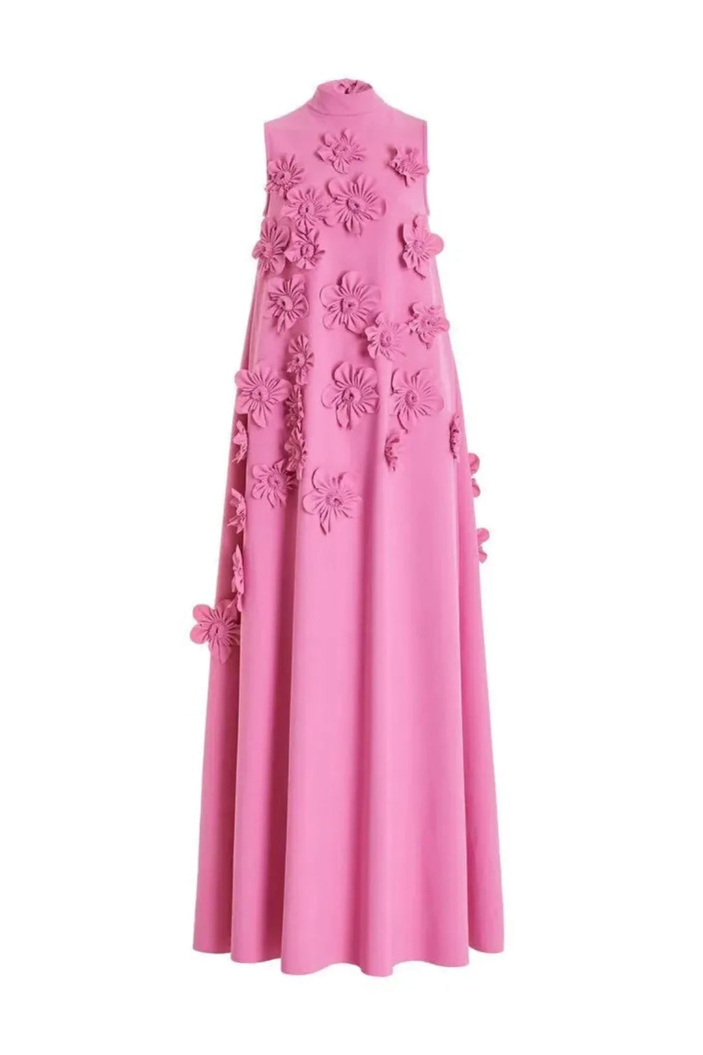 Flower Embellished Maxi Dress for Women - Sleeveless Summer Evening Style - Elegant Floral Design for Special Occasions