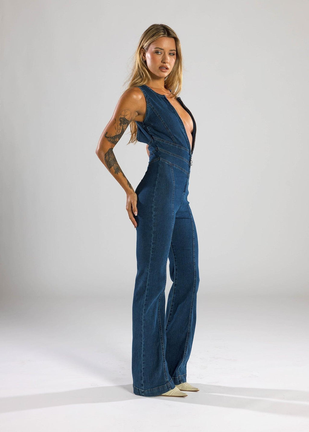 Heart-Shaped Denim Jumpsuit for Women | Casual Chic Style | Perfect for Summer Outings and Everyday Wear