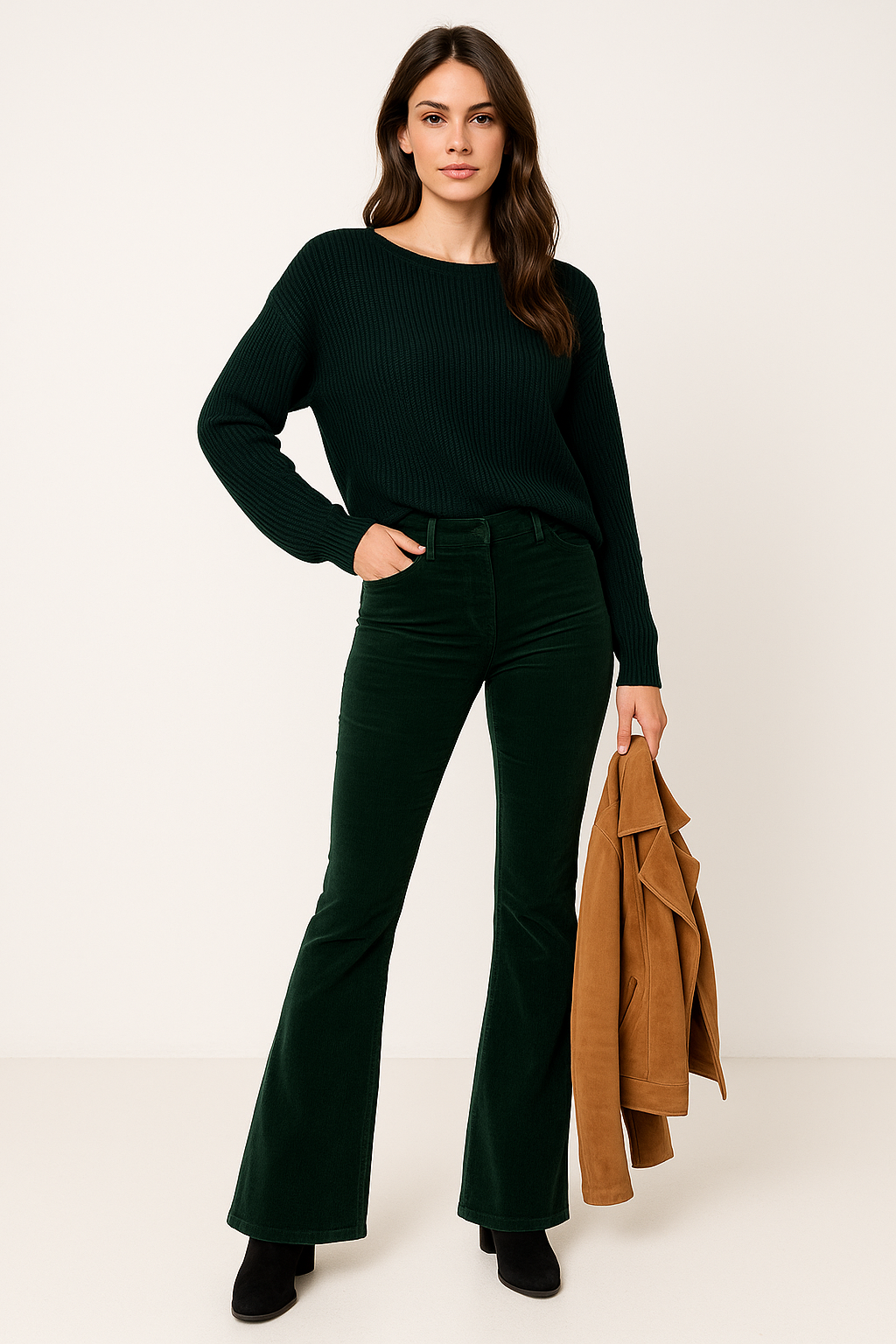 High Waist Flared Pants for Women - Comfortable Stretch Fabric - Casual and Stylish Everyday Wear