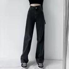 High Waist Straight Leg Jeans for Women - Durable Denim Casual Wear - Versatile Everyday Style