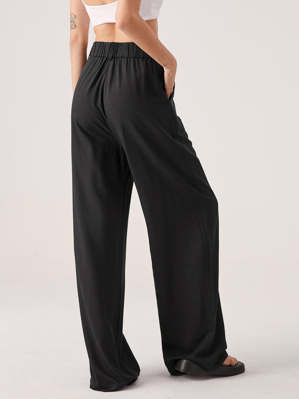 High Waisted Wide Leg Trousers in Soft Fabric for Casual or Office Wear - Versatile Women's Fashion Pants