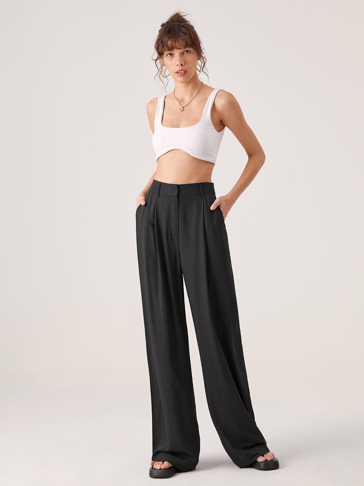 High Waisted Wide Leg Trousers in Soft Fabric for Casual or Office Wear - Versatile Women's Fashion Pants
