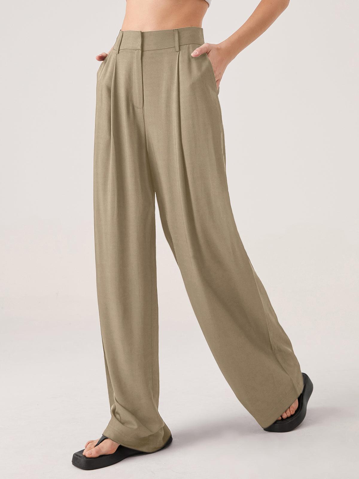 High Waisted Wide Leg Trousers in Soft Fabric for Casual or Office Wear - Versatile Women's Fashion Pants