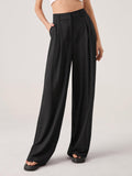 High Waisted Wide Leg Trousers in Soft Fabric for Casual or Office Wear - Versatile Women's Fashion Pants