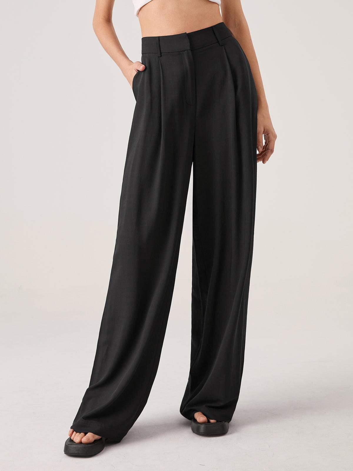 High Waisted Wide Leg Trousers in Soft Fabric for Casual or Office Wear - Versatile Women's Fashion Pants