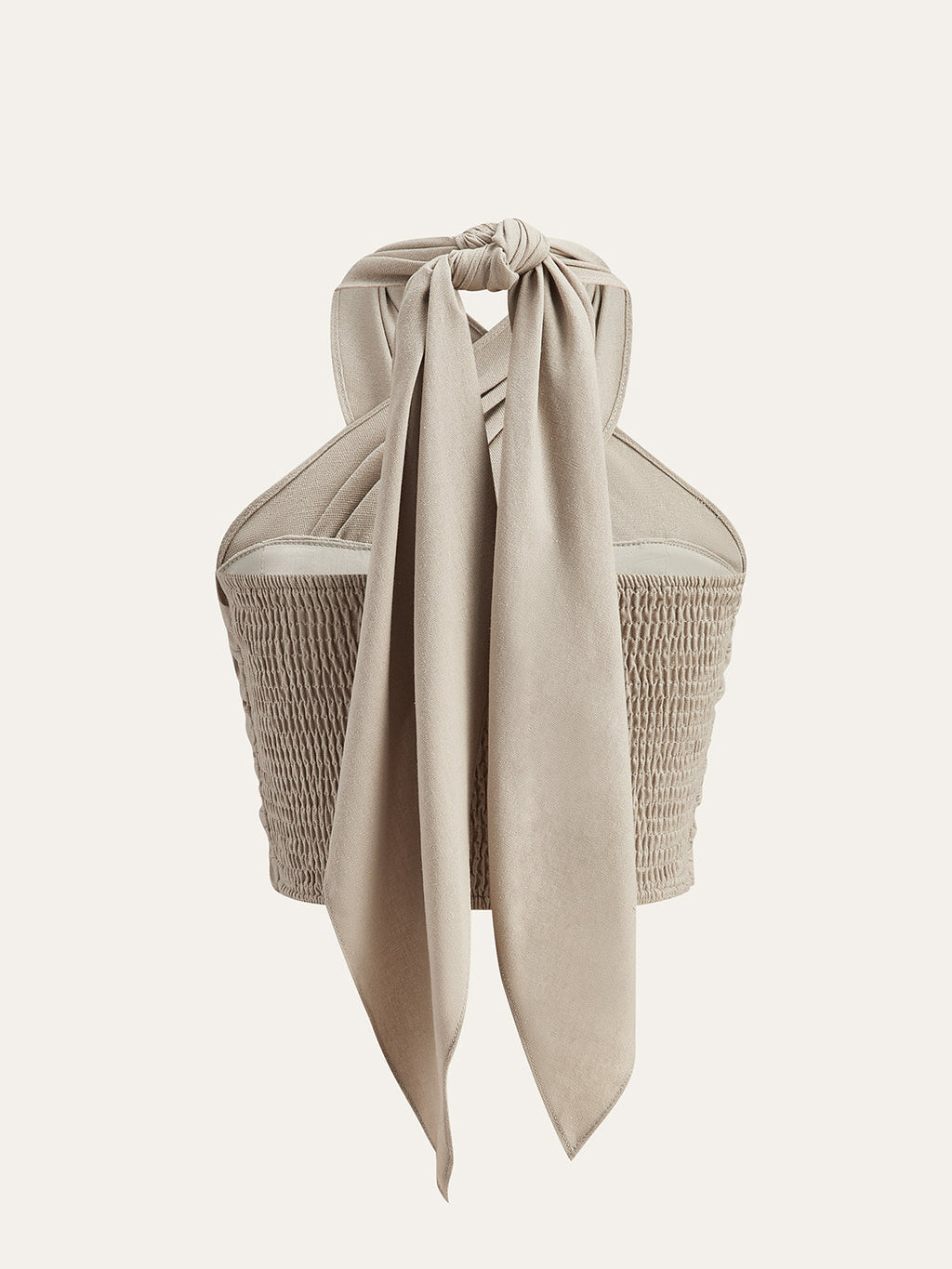 Linen Blend Crisscross Halter Crop Top for Women - Casual Summer Fashion