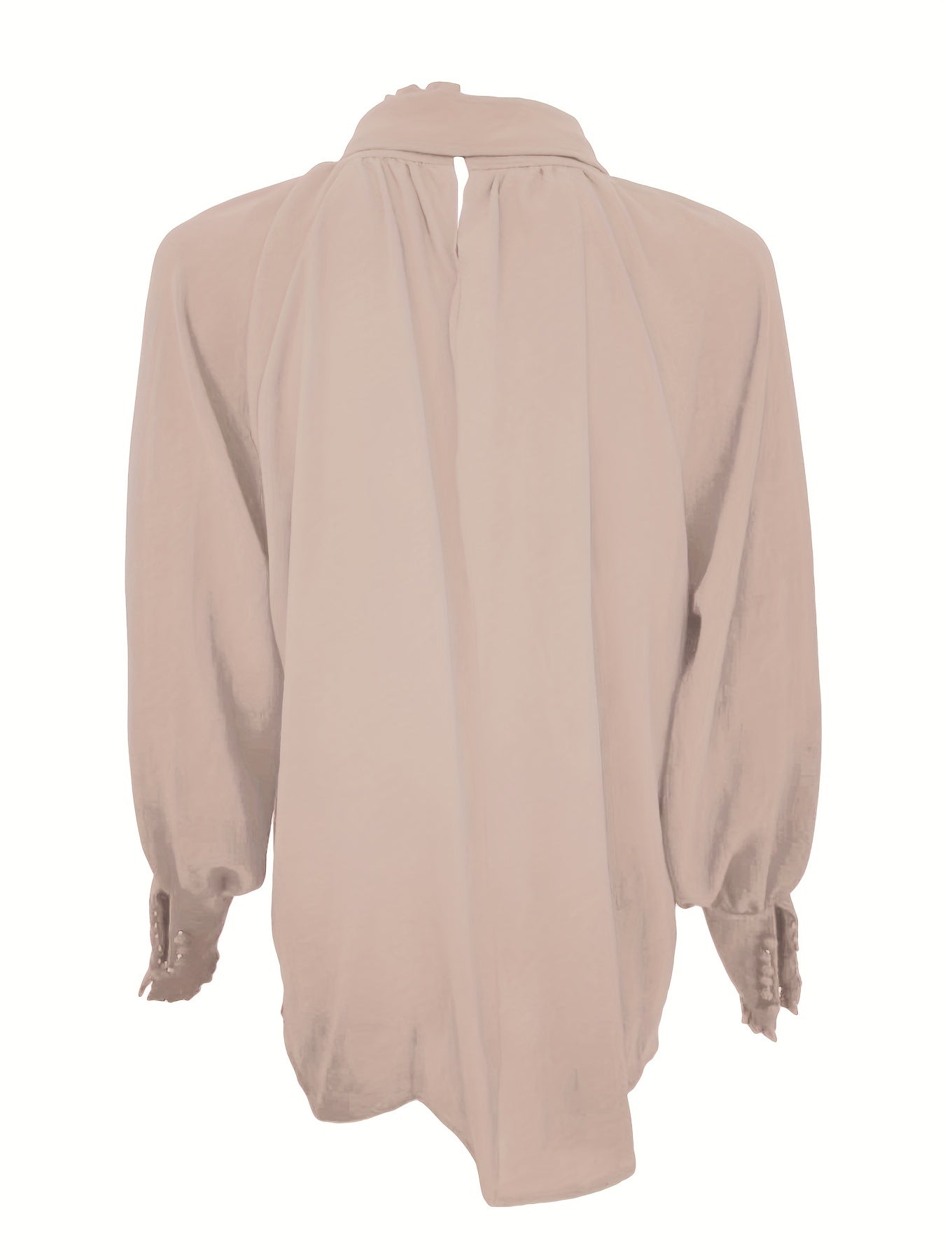 Long Sleeve Tie Neck Blouse - Lightweight Fabric - Casual or Office Wear - Available in Multiple Colors