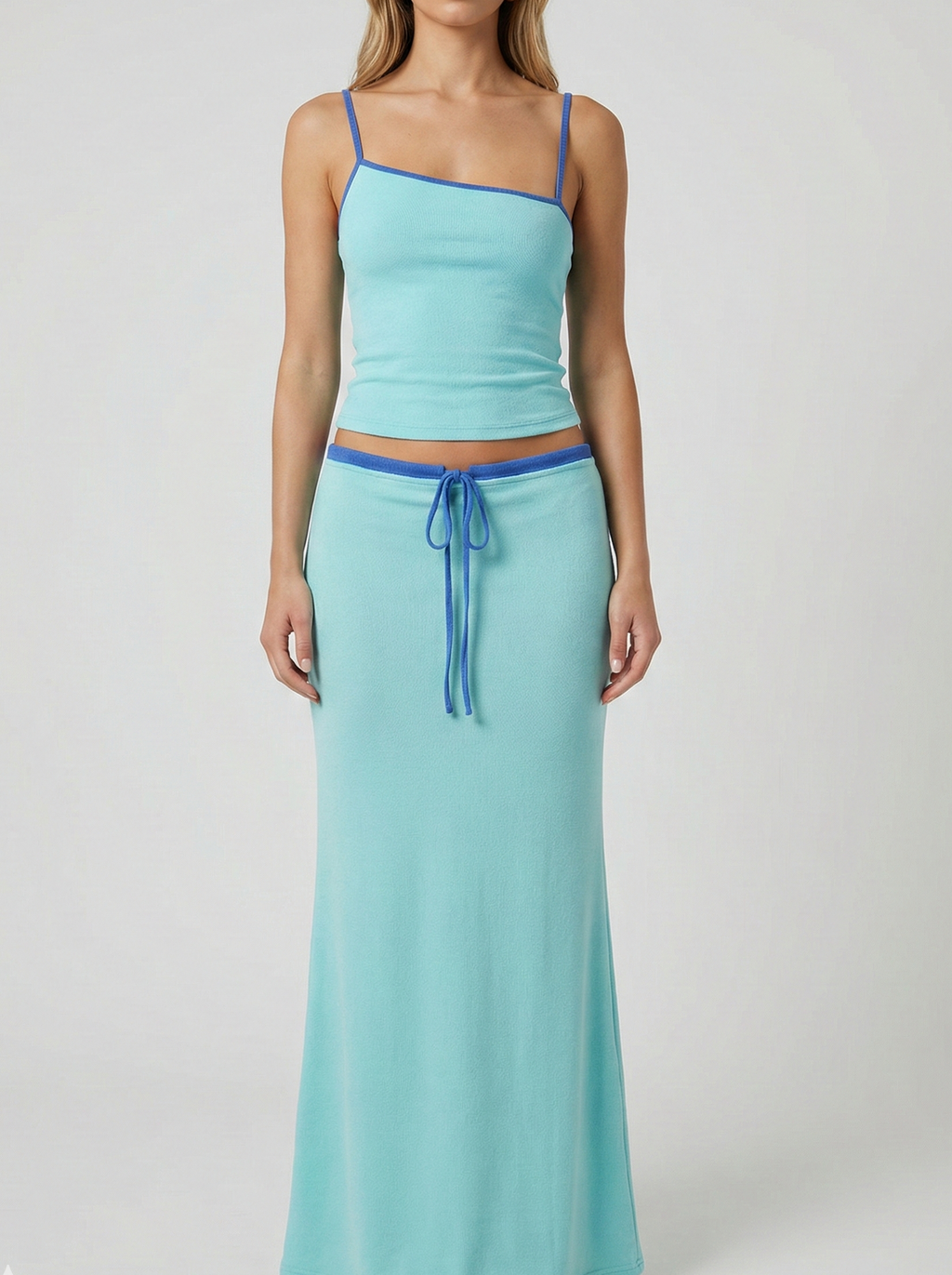 Maxi Two Piece Set - Casual Crop Top and Skirt for Women - Comfortable Cotton Blend - Perfect for Everyday Wear