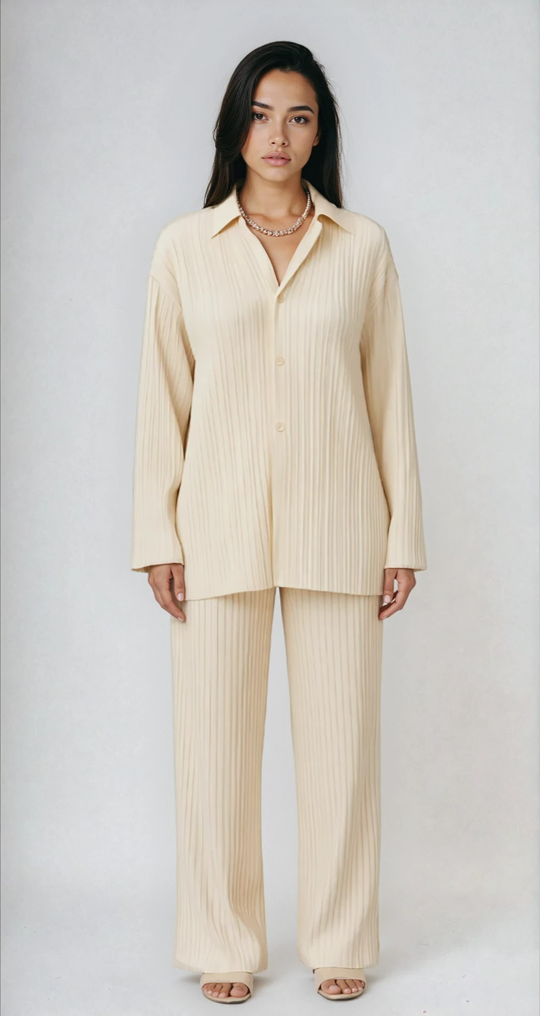 Oversized Pleated Lounge Set in Soft Fabric - Comfortable Two-Piece Outfit for Relaxation and Casual Wear