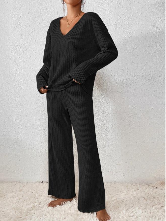 Ribbed Knit Lounge Set for Women | Cozy Casual Wear | Comfortable Home Outfit | Perfect for Relaxation and Lounging