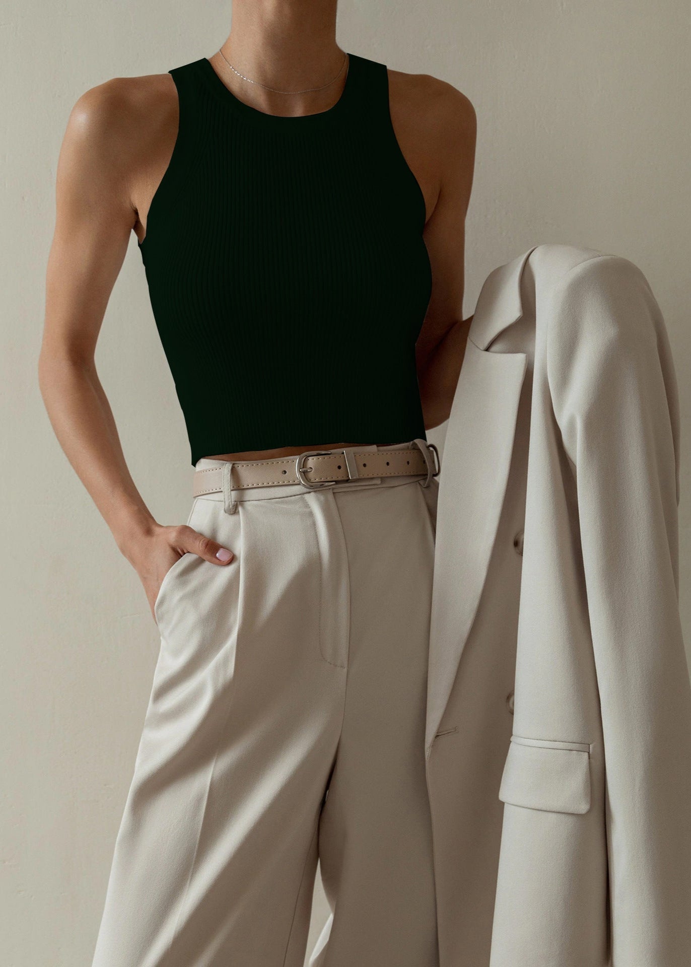 Ribbed Tank Top for Women | Sculpted Fit | Soft Stretch Fabric | Casual Wear | Available in Multiple Colors