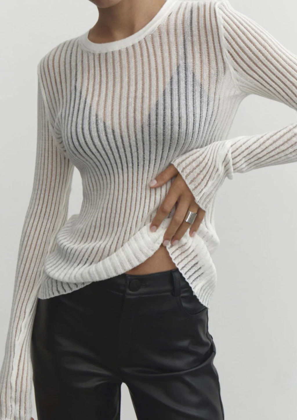 Sheer Wool Top for Women - Lightweight, Breathable Design for Casual or Layering Wear