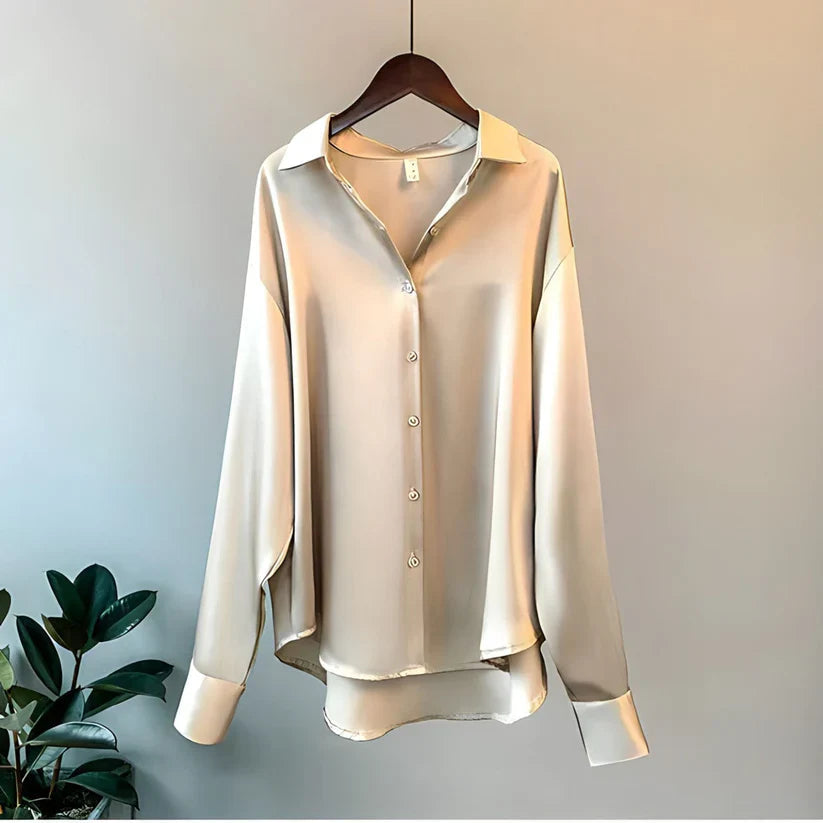 Silk Blouse for Women - Elegant Long Sleeve Shirt for Casual or Formal Wear