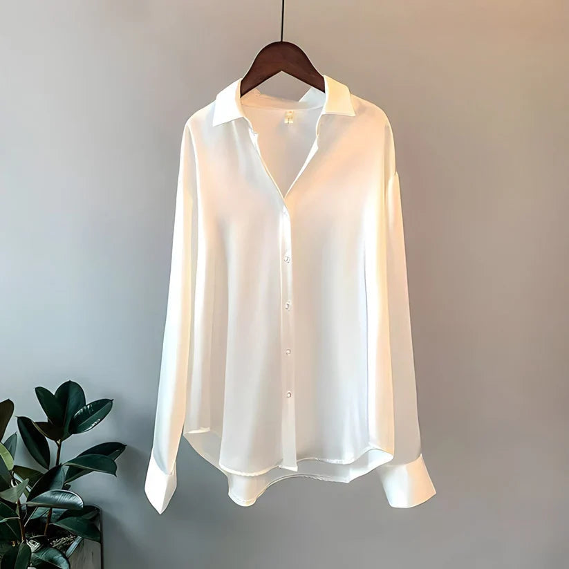 Silk Blouse for Women - Elegant Long Sleeve Shirt for Casual or Formal Wear