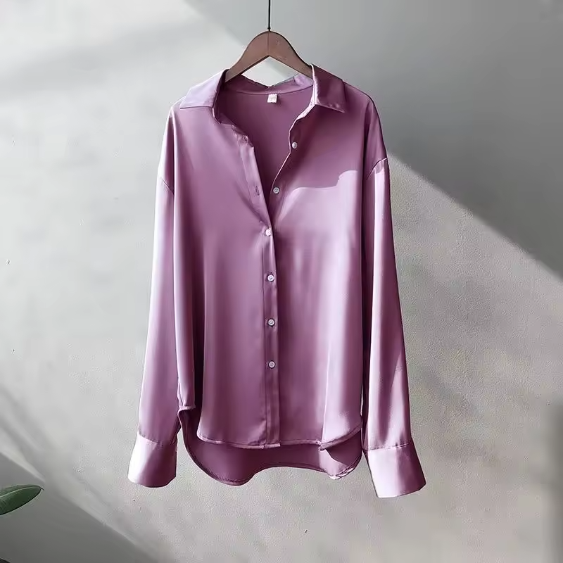 Silk Blouse for Women - Elegant Long Sleeve Shirt for Casual or Formal Wear